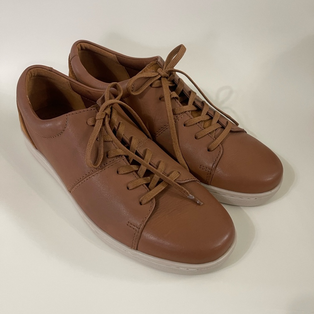 Clarks Mens Kitna Vibe Tan Leather Casual Sneakers Shoes New sz 10 - Picture 4 of 9